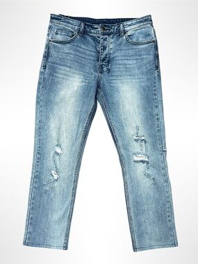 Ksubi Light Blue Slim Straight Distressed Jeans